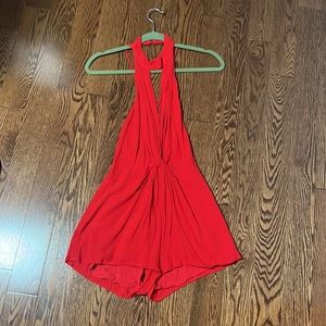 Honey Belle Red Halter Romper. Size: Medium.